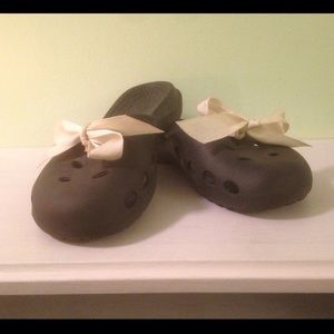 Croc Slides with Ribbon Detail