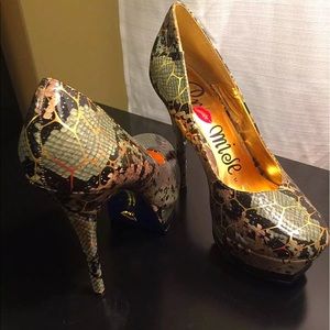 Snakeskin Platform High Heels