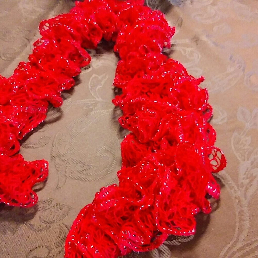Handmade brand new red glitter fashion scarf