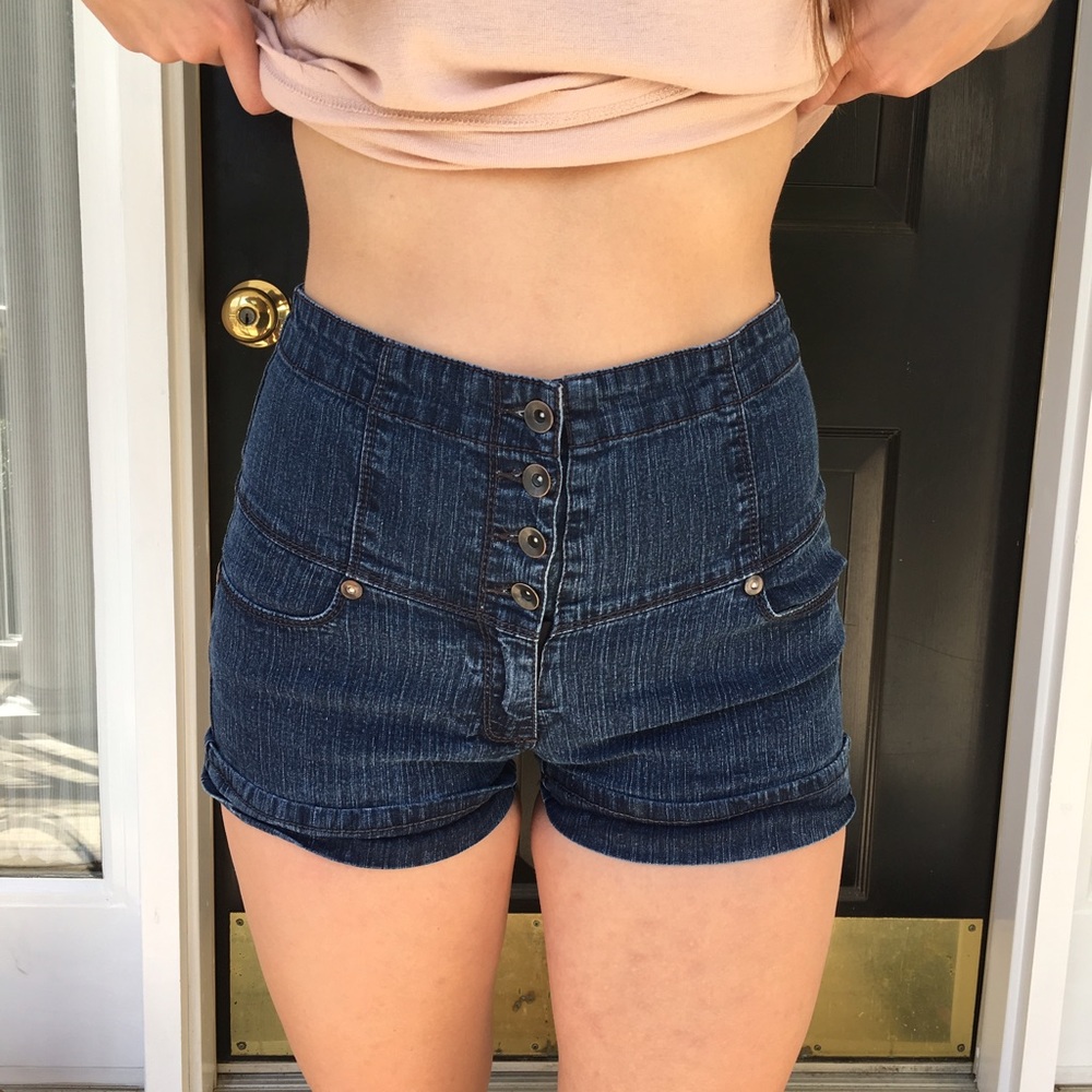 High Waisted Button Up Shorts