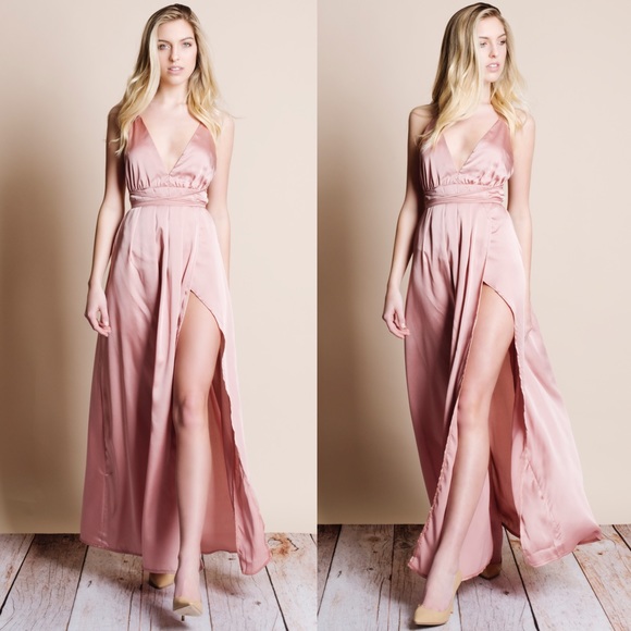 xx Satin Tie Up Backless Maxi Dress - Picture 2 of 4