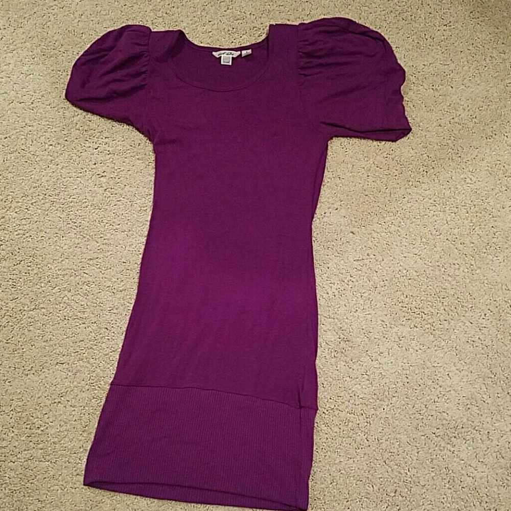 Purple poof shoulder dress