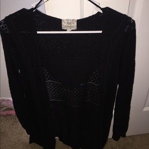 Black hooded cardigan