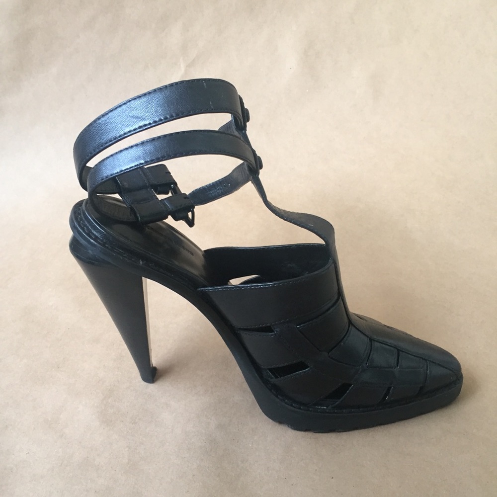 Alexander Wang Black Leather Strappy Heels