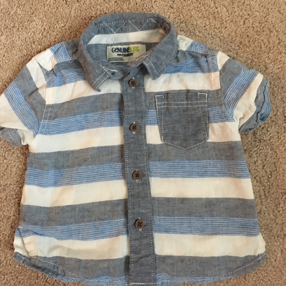 OshKosh Blue/white/grey button down shirt, 18M