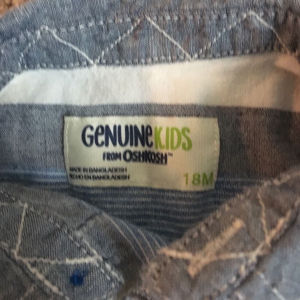 OshKosh Blue/white/grey button down shirt, 18M - Picture 2 of 2