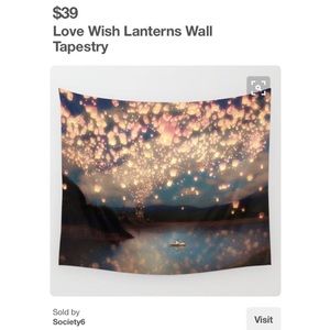 Floating lanterns fabric wall tapestry
