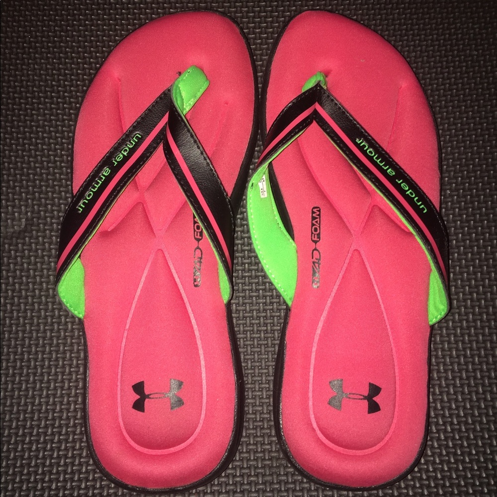 Black green and pink sandals