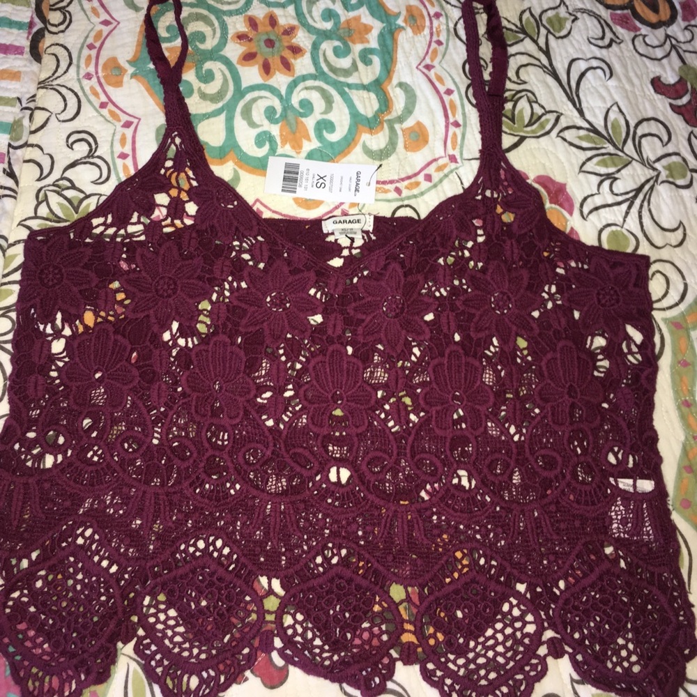 Lace crop top; color- maroon; new with tags