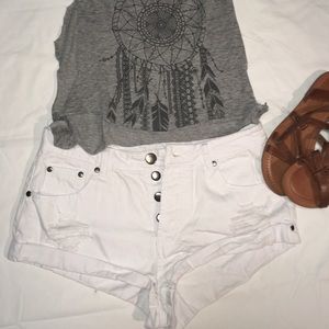 ⚪️White Distressed Jean Shorts