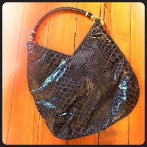 Tahari Purple Embossed Faux Leather Handbag