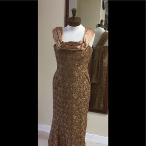 Carmen Marc Valvo Evening Dress in Copper Lace