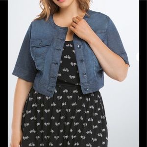 Torrid Lightweight Denim Collarless Jacket