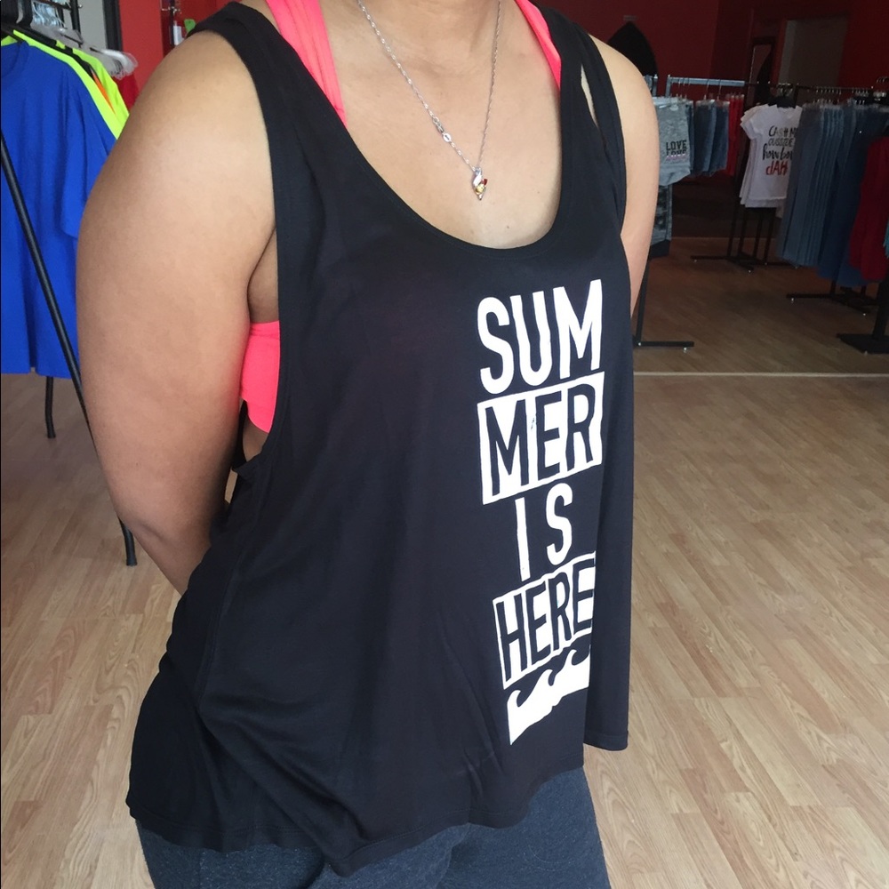 Summer is here graphic tank top