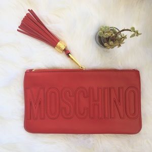 MOSCHINO Logo Stitched Clutch 💎 Authentic