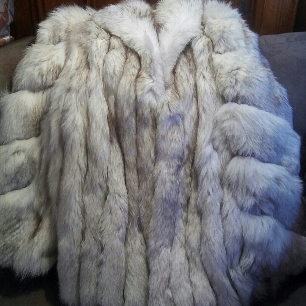 Silver Vintage Blue Fox Fur r jacket