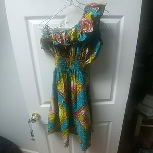 Off the Shoulder African Print Dress