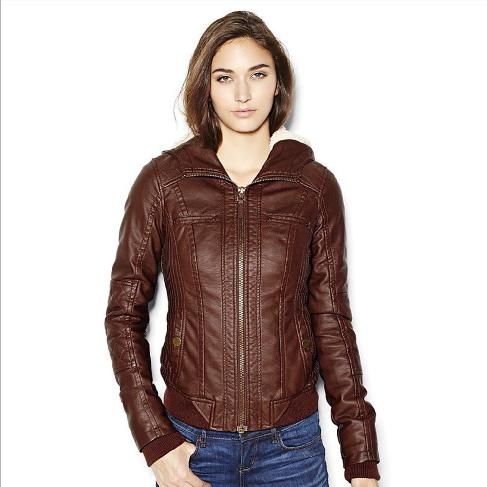 🎉One Day Sale🎉 Garage Brown Leather Bomber