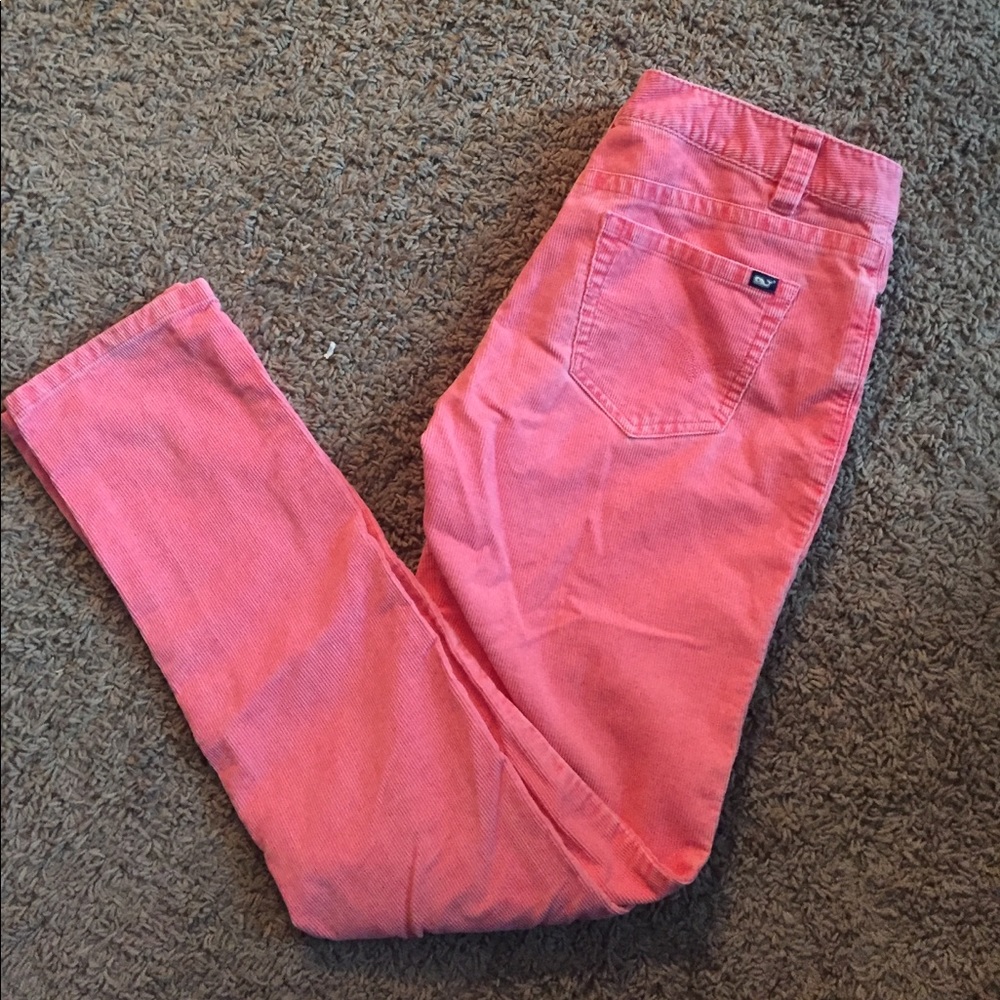 Coral/pink corduroy vineyard vines pants