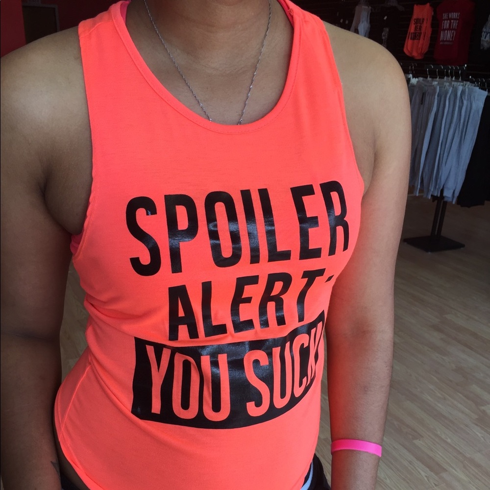 Coral Black Lettered Tank Top