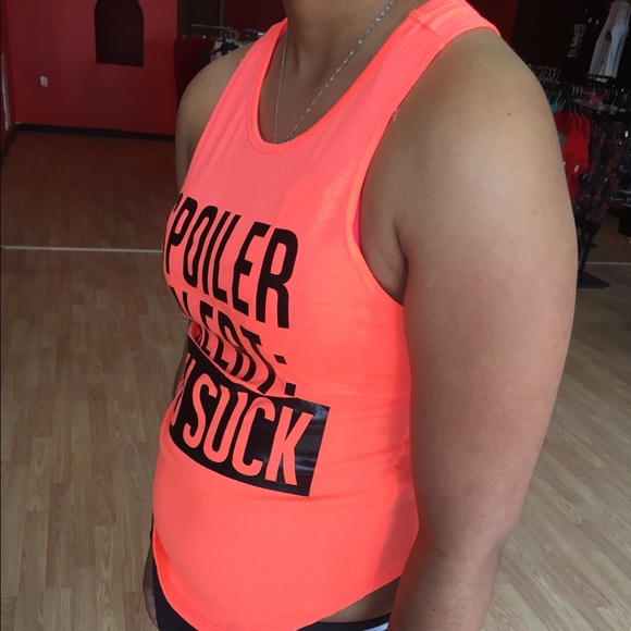 Coral Black Lettered Tank Top - Picture 2 of 4