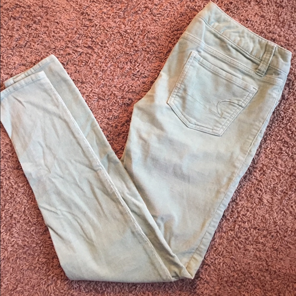 American eagle light green corduroy skinny jeans