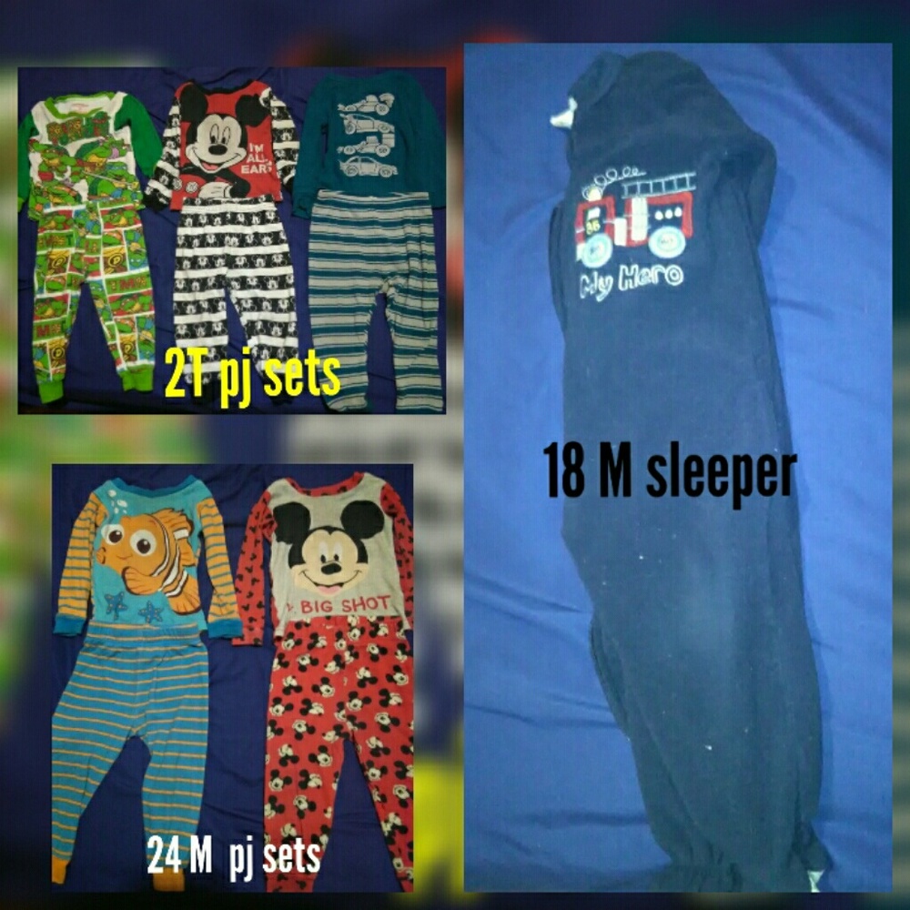 (1) 18M sleeper (2) 24M pj sets (3) 2T pj sets