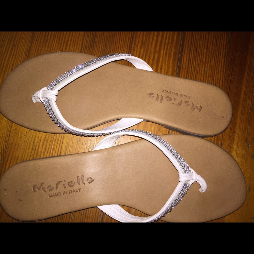 White diamond flip flops