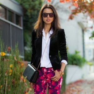 Banana Republic velvet poufed shoulder blazer.