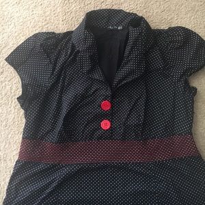 Retro Vintage Inspired Plus Size Polka Dot Dress