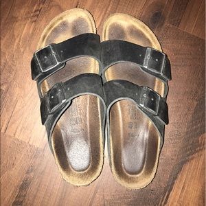 Black leather birkenstocks