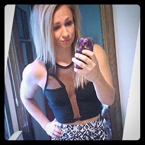 Black netted crop top