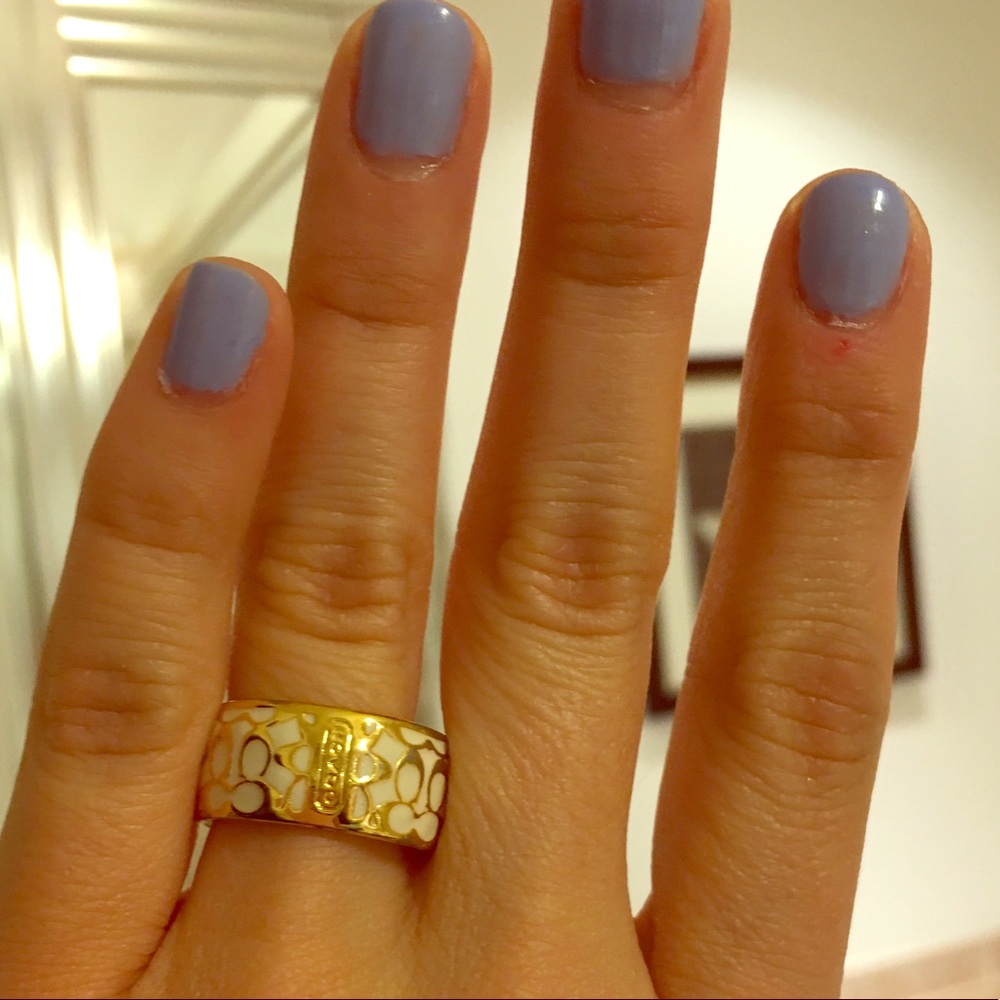 Authentic, gold/white Coach ring.