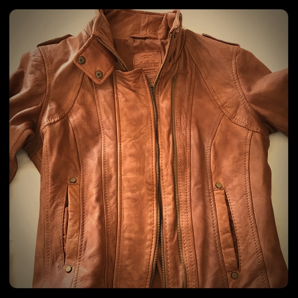 jacket made from rich leather.