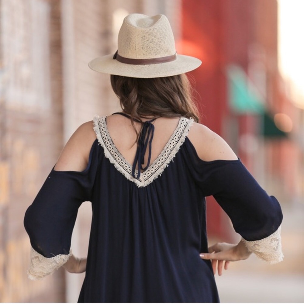 Navy Fringe Tunic Dress - Picture 2 of 2