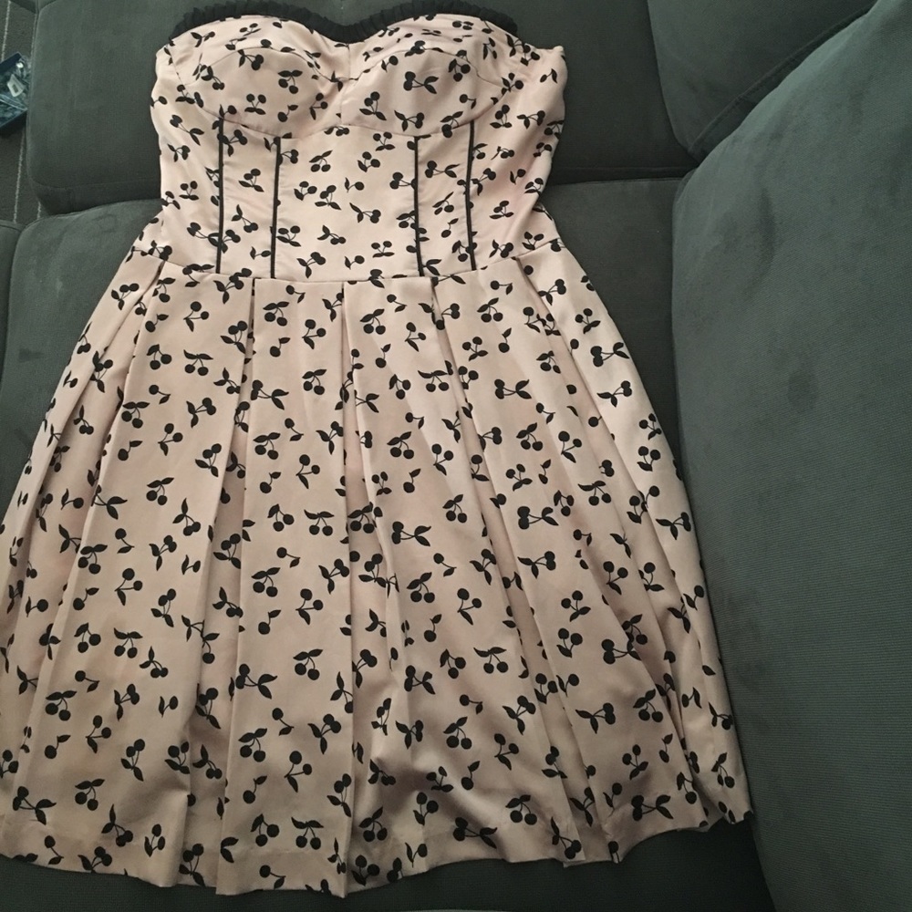Pink and Black Cherries Halter Dress