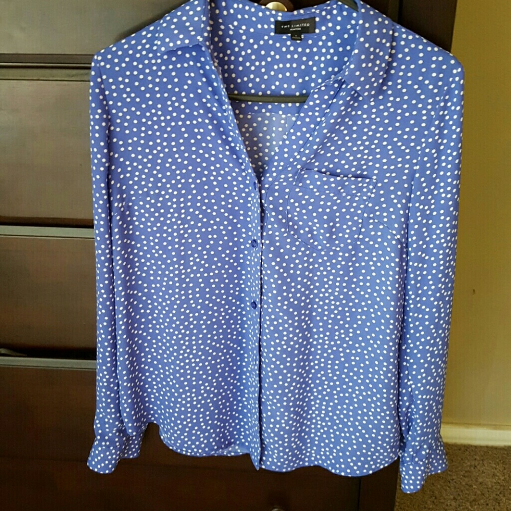The Limited polka dot button down blouse.