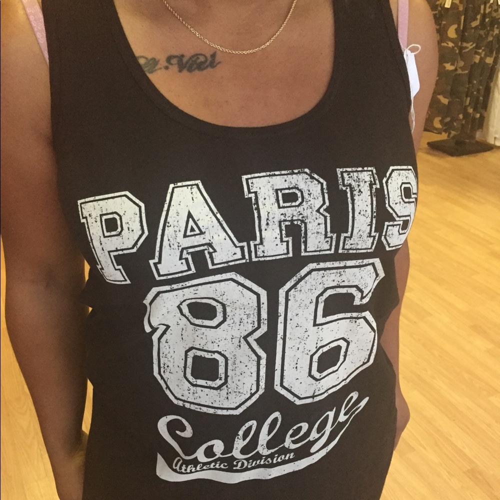 Black Paris 86 Print Top