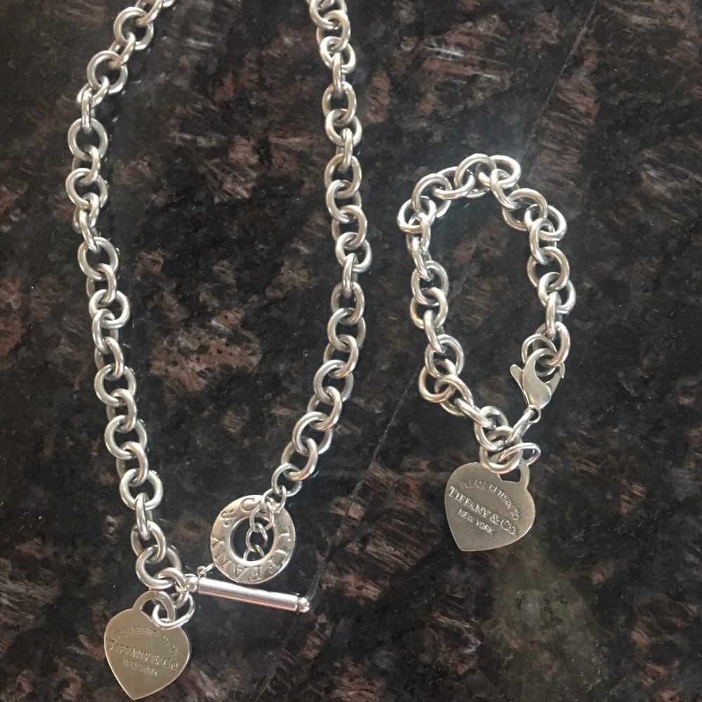 Tiffany and Co. necklace and bracelet set.