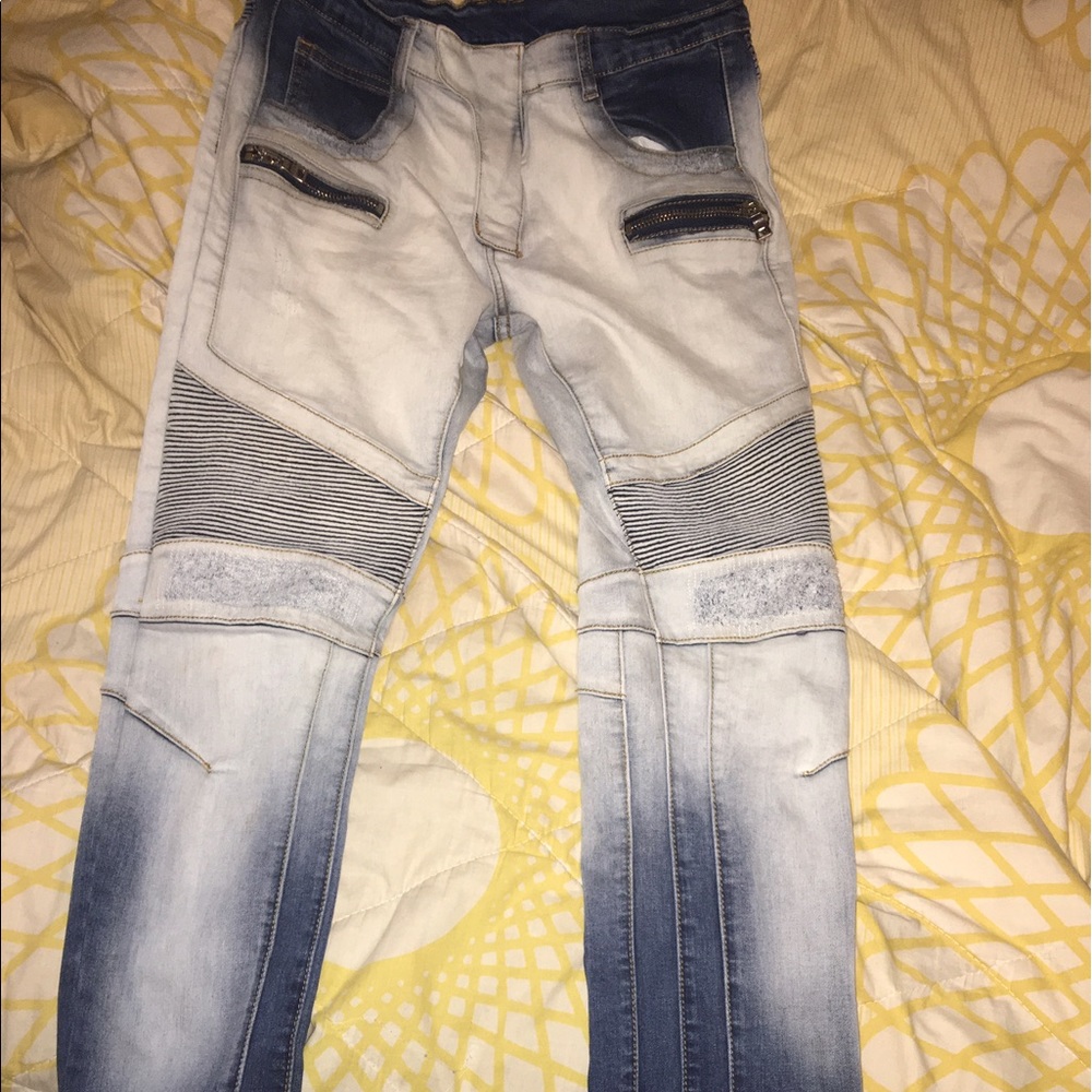 Blue And White Balmain Jeans