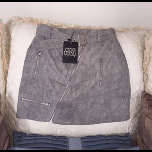 Gray Suede Mini Skirt