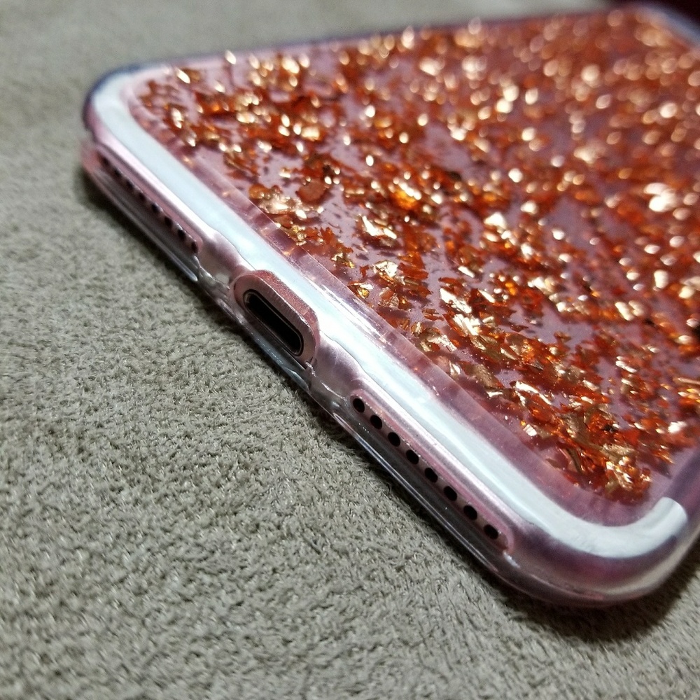 iPhone 6/6s/6s+/6+/7/7 Plus Case Rose Gold Flakes - Picture 3 of 4