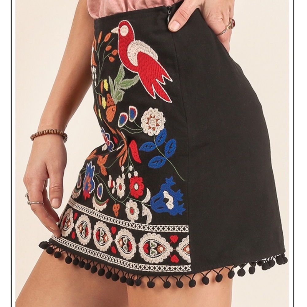 Host Pic Pom Pom Trimmed Embroidered Skirt - Picture 2 of 5