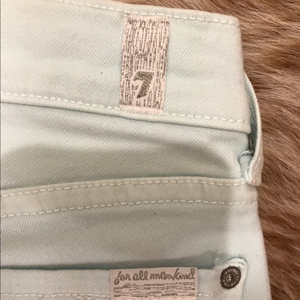 Powder Blue 7 for all Mankind colored skinny jeans