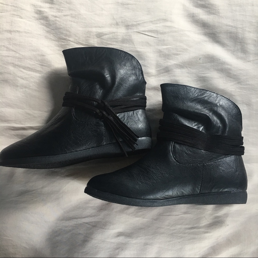 NWOT Short Black Boots with Tassels