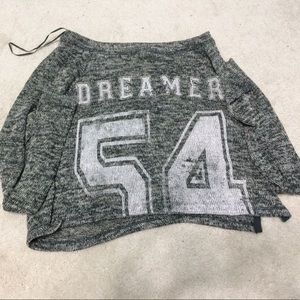 Grey long sleeves cropped tee shirt