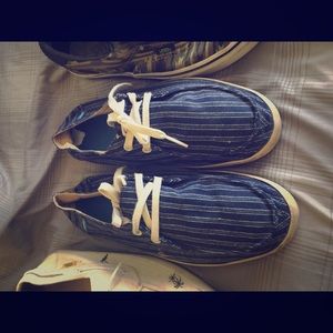 Blue Striped Vans Slip Ons