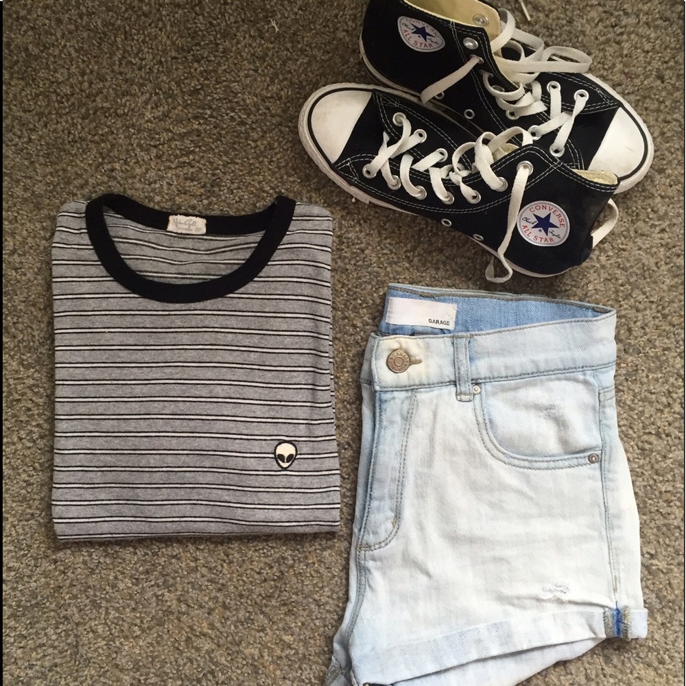 Brandy Melville Striped Alien Tee