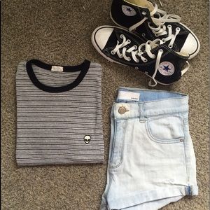 Brandy Melville Striped Alien Tee