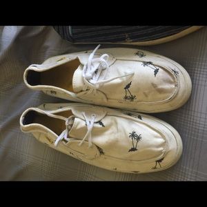 White palm tree Vans Slip Ons